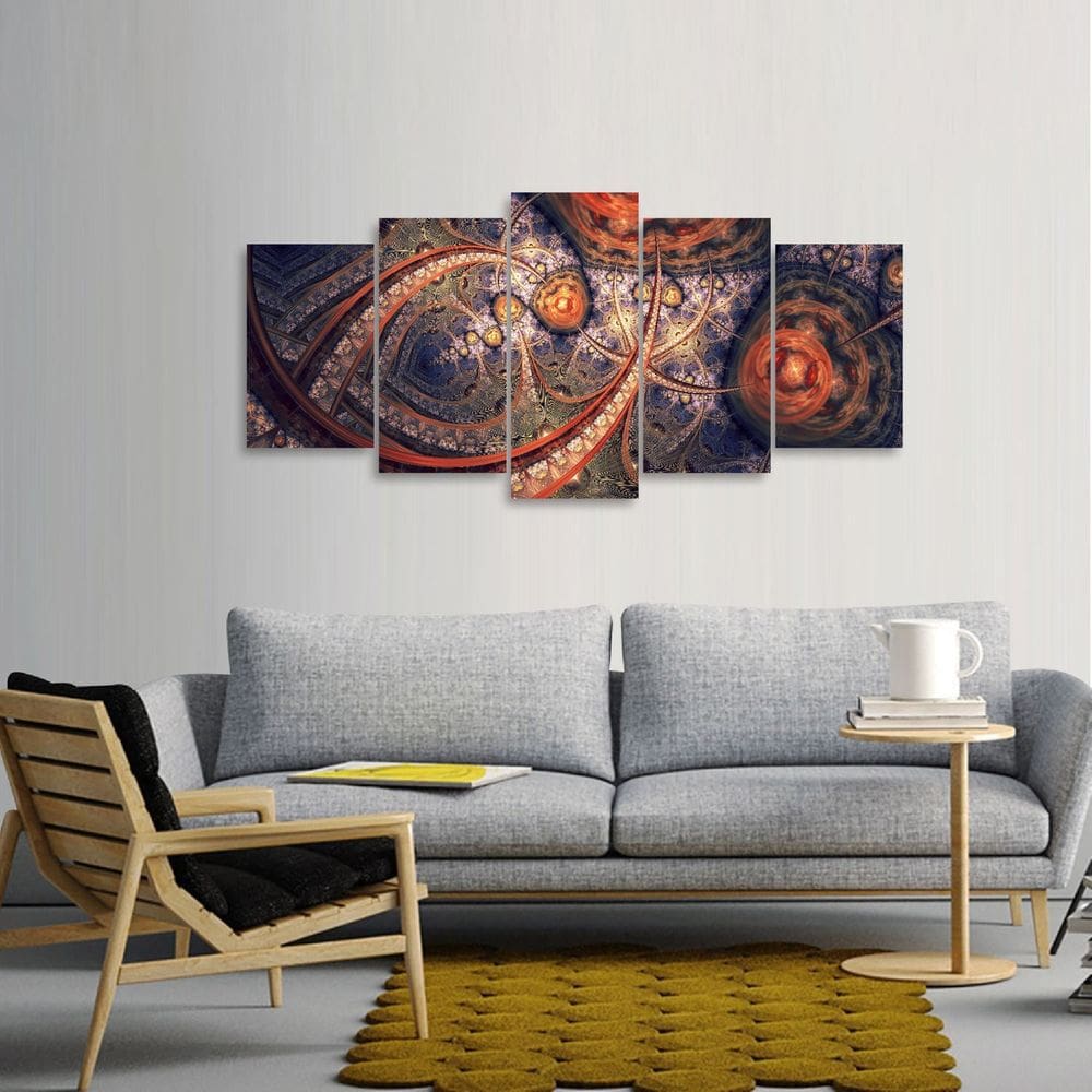 Quadro decorativo Abstrato Mosaico 5 Peças Fractal 125x60