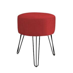 Puff Banqueta De Sala De Estar Suede Vermelho Pés Preto