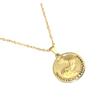 Colar Cordão Medalha Propaganda Publicidade Folheado 18k