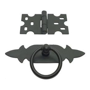 Kit 5 Puxadores Chapa Rustica + 8 Dobradiças Mexicana Preto