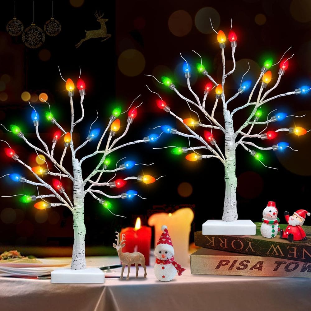 Árvore de Natal TURNMEON Artificial 45 cm com 48 luzes, pacote com 2