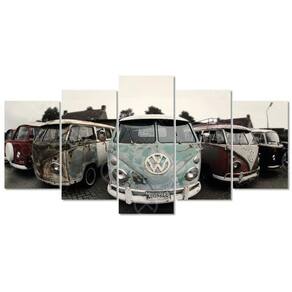 Quadro Decorativo Vintage Kombi Volkswagen 5 Peças