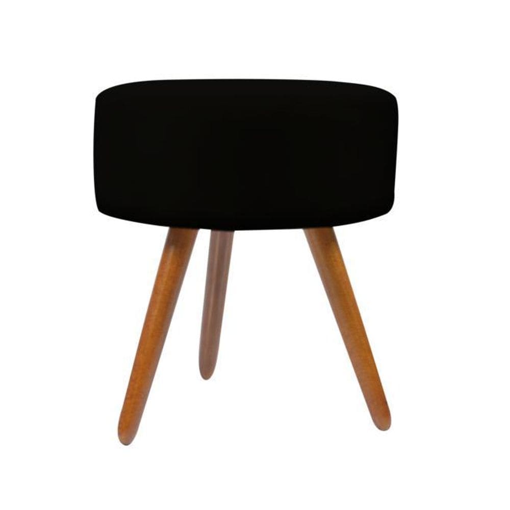 Puff Magnus Redondo Decorativo Pé Palito Preto