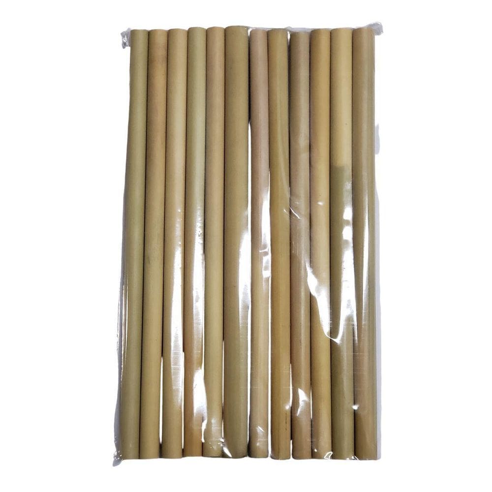 Canudo De Bambu Pacote 12Un - 25Cm