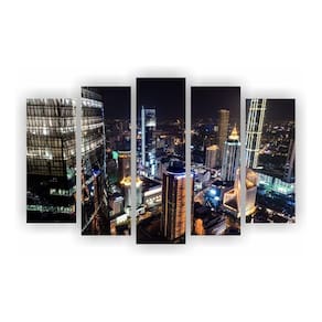 Kit 5 Quadros 1 Paisagem Cidades 108 X 67 Cm Total Mod 02