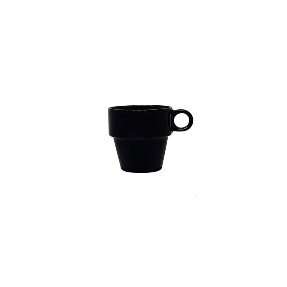 Xícara Café Cerâmica Empilhavel Preta 90ml Lyor Chá Servir