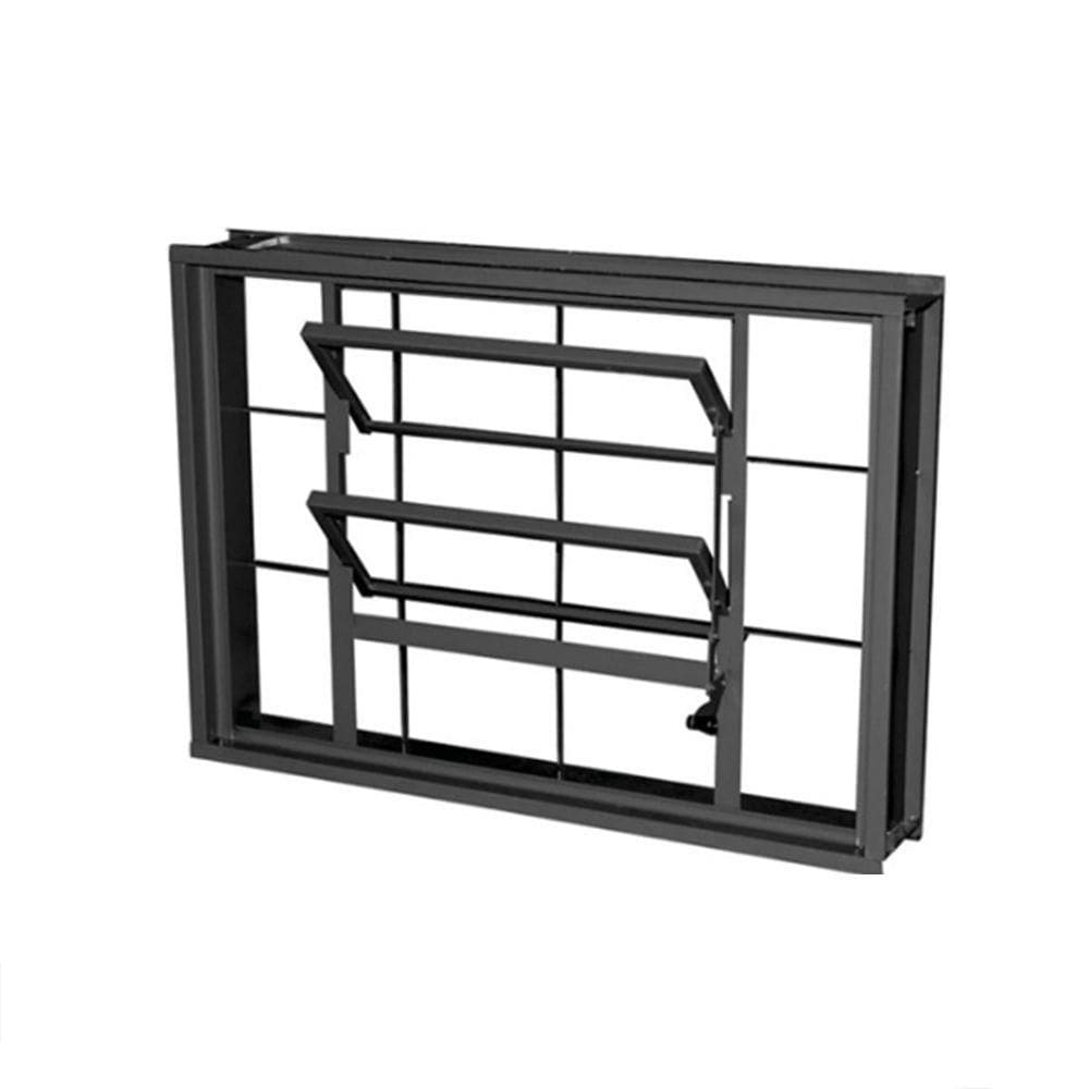 Janela Basculante Em Aço Com Grade Quadriculada 60x60 R120 Tradição - Cinza