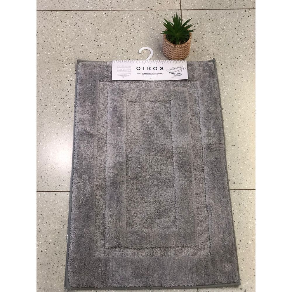 Tapete De Banheiro Antiderrapante De Microfibra Macio - Oikos Cinza