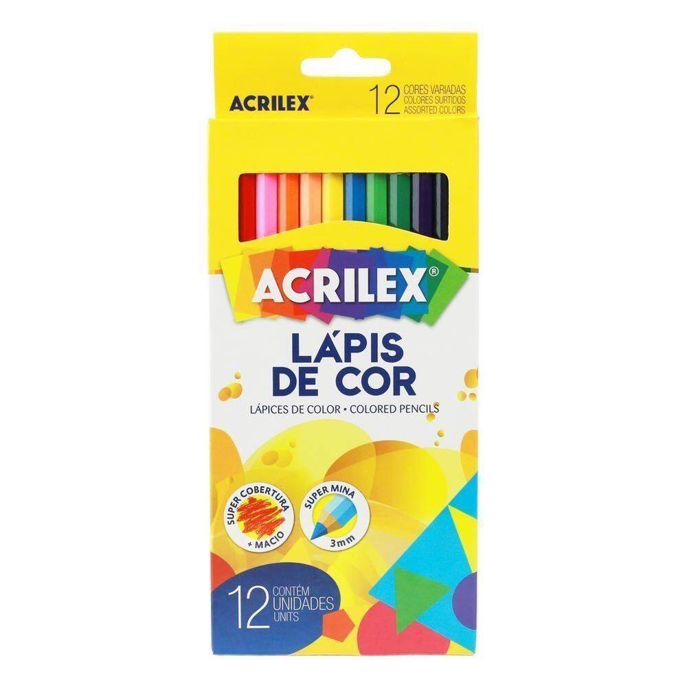 Lápis De Cor Mina 3mm Acrilex - 12 Cores