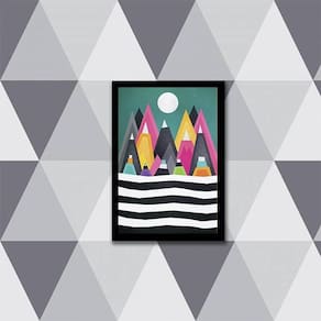 Quadro Montanhas Geométricas Multicoloridas 24X18Cm