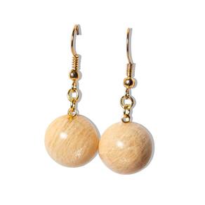 Brinco Disco Amazonita Pêssego Pedra Natural Anzol Dourado