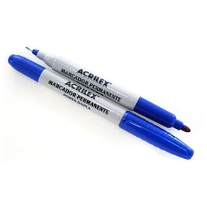 Marcador Permanente Ponta Dupla Acrilex - 0.4mm E 1.0mm Azul