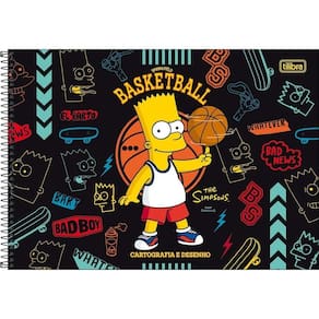 Caderno De Desenho Simpsons Tilibra - 80 Folhas Preto Bart