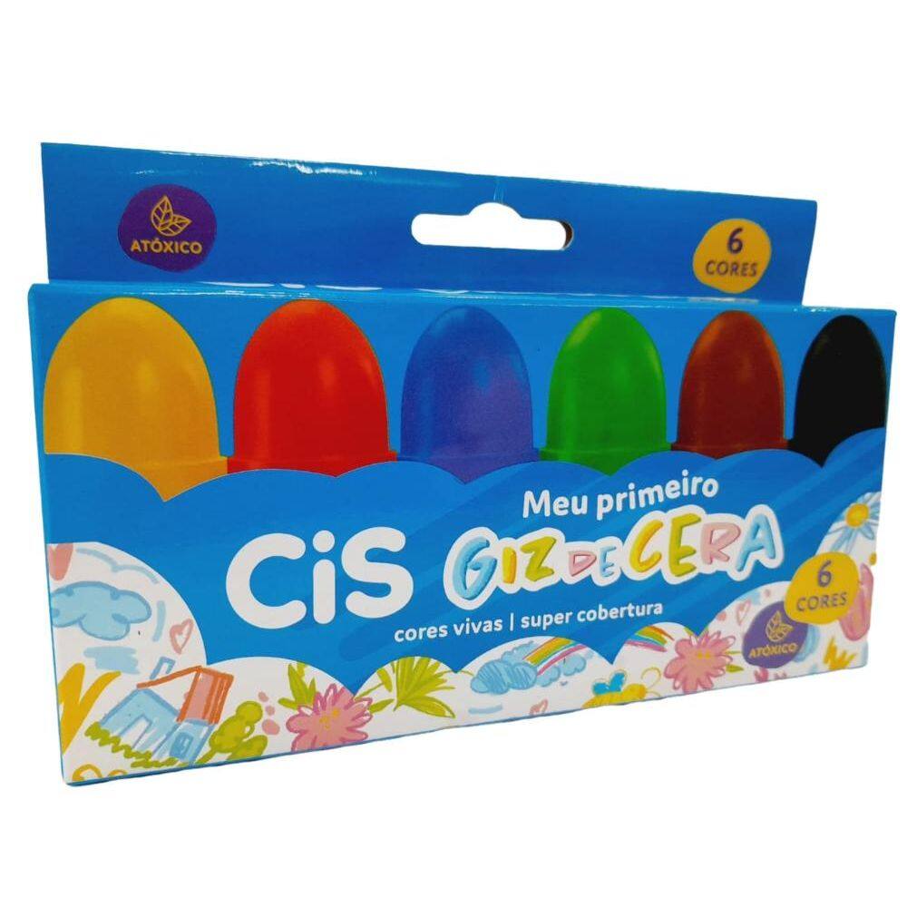 Gizão De Cera Escolar Meu Primeiro Giz de Cera 6 Cores - Cis