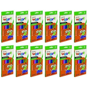 Kit C- 12 Lápis De Cor Wave Reciclado Bazze - 12 Cores