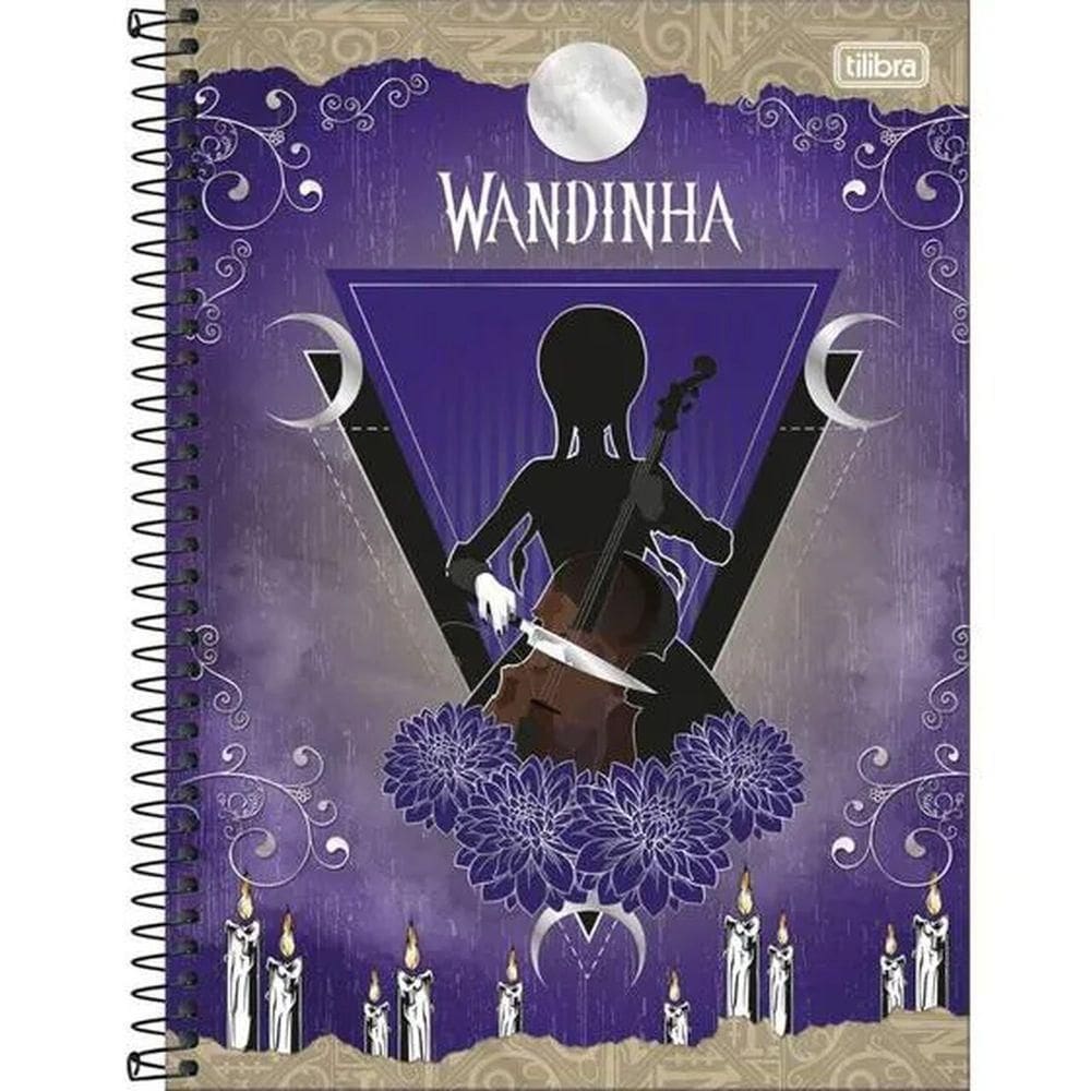 Caderno Universitário Wandinha Tilibra Capa Dura Espiral - 10 Matérias 160 Folhas Violino