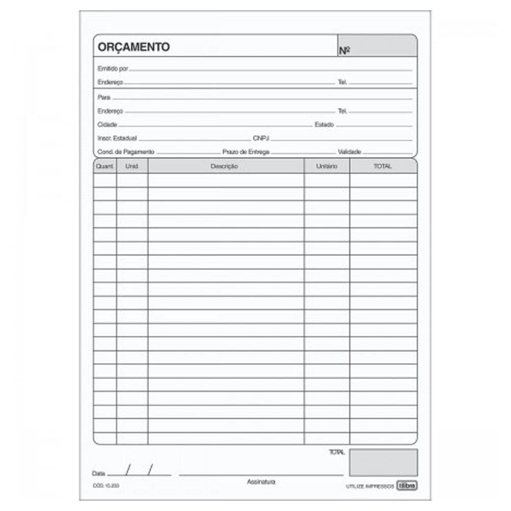 Bloco Orçamento 139x206mm Tilibra - 50 Folhas