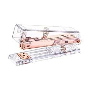 Grampeador De Mesa Transparente Ouro Rose Tilibra - 12 Folhas 26-6