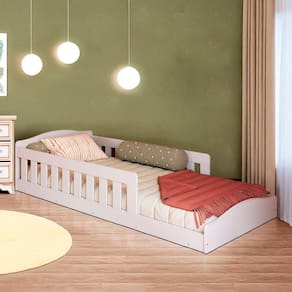 Cama Infantil Com Grades De Proteção Solteiro Eva Shop JM