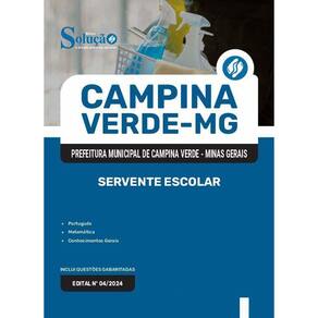 Apostila Prefeitura Campina Verde Mg 2025 - Servente Escolar