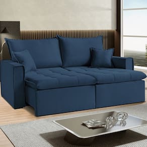 Sofá Cama Dallas 170 Cm sem Caixa Veludo Azul Marinho