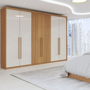 Guarda-Roupa Casal Everest 6 Portas 4 Gavetas Flex Natural/Off White - Panorama Móveis