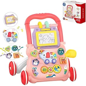 Andador Apoiador Musical Didático Elefante Rosa - Castela