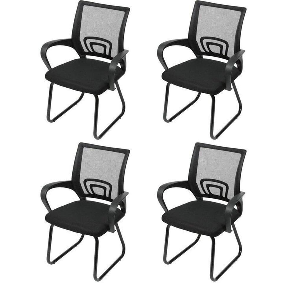 Kit 4 Cadeiras para Escritório Interlocutor Fixa Tela Mesh Tok 3310 Preto