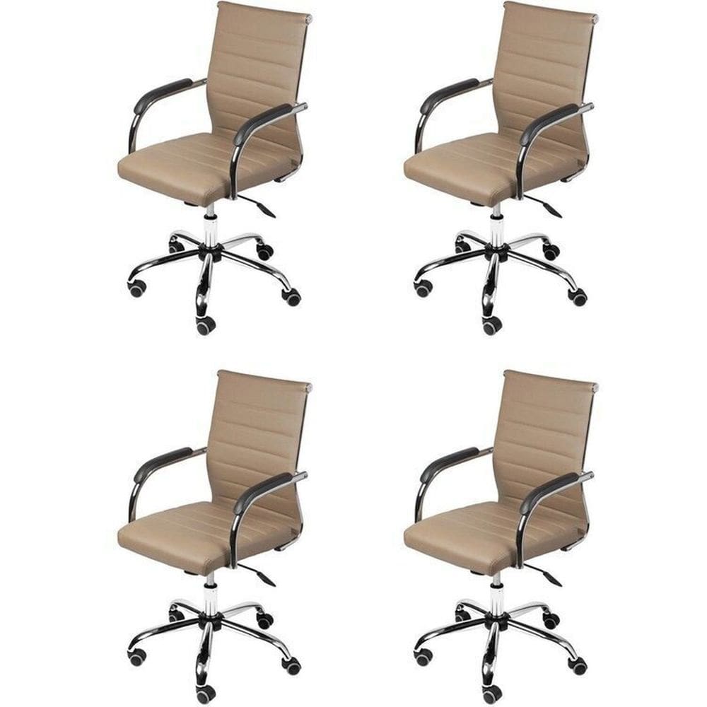 Kit 4 Cadeiras para Escritório Diretor Esteirinha Florença Caramelo