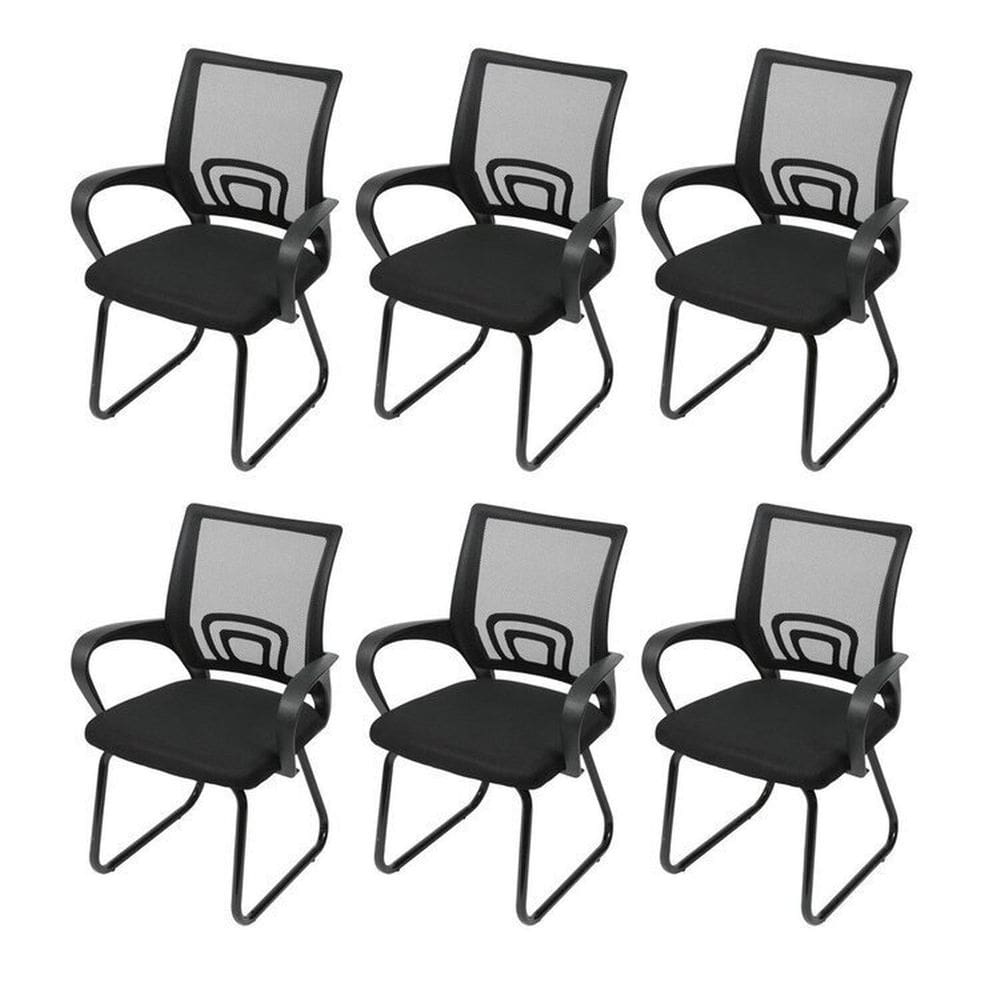 Kit 6 Cadeiras para Escritório Interlocutor Fixa Tela Mesh Tok 3310 Preto