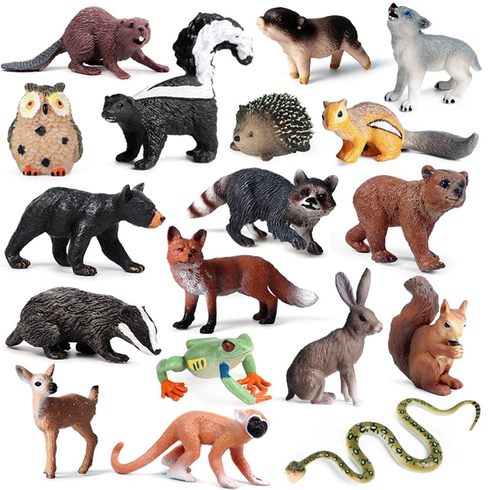 Estatuetas de brinquedo SCAHOW Forest Animals 18 unidades para crianças de 3 a 12 anos