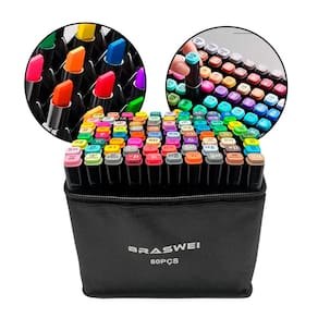 Kit de Canetinhas Coloridas Ponta Dupla - 80 Cores para Desenho, Pintura e Design Profissional e Escolar