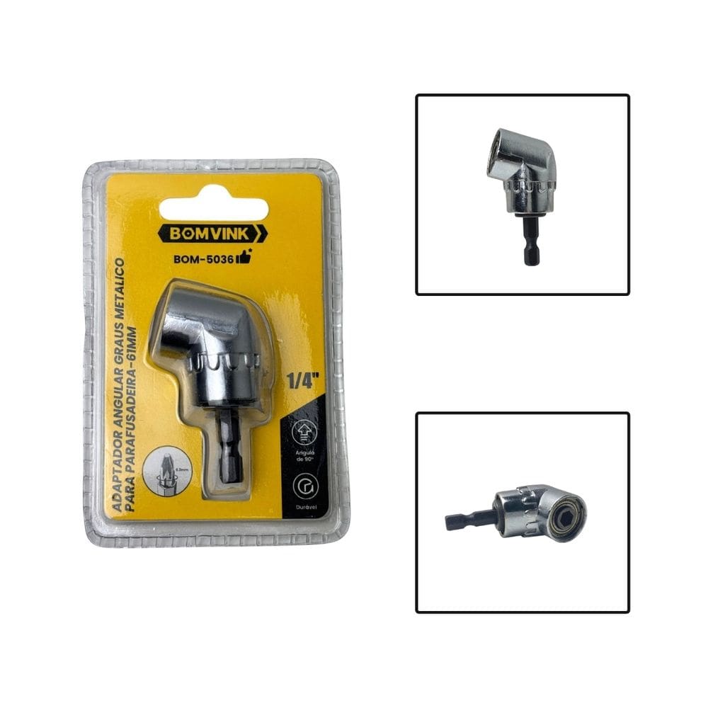 Adaptador Angular Graus Metálico Parafusadeira 61mm 1/4"