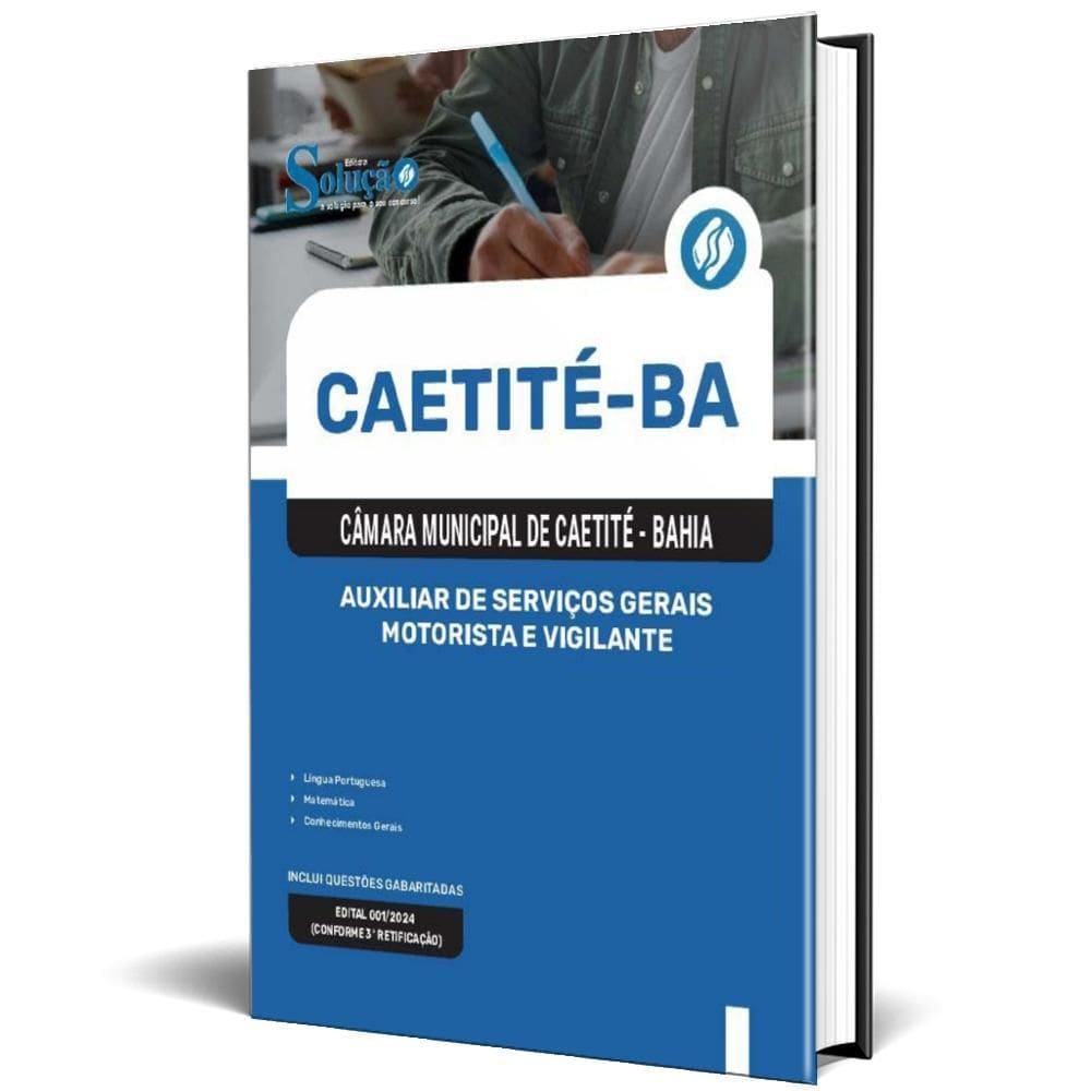Apostila Câmara Caetité Ba 2025 Auxiliar Serviços Gerais,