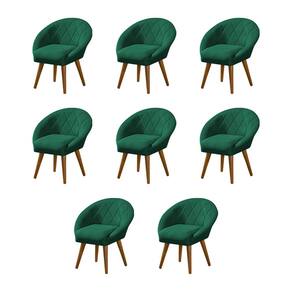Kit 8 Poltronas Decorativa Canastra Estofada Veludo Verde Esmeralda Pés Palito em Madeira Maciça
