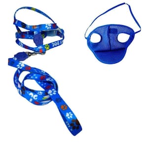 Kit Boné E Coleira Peitoral Para Cães E Gatos Nº3 - Azul