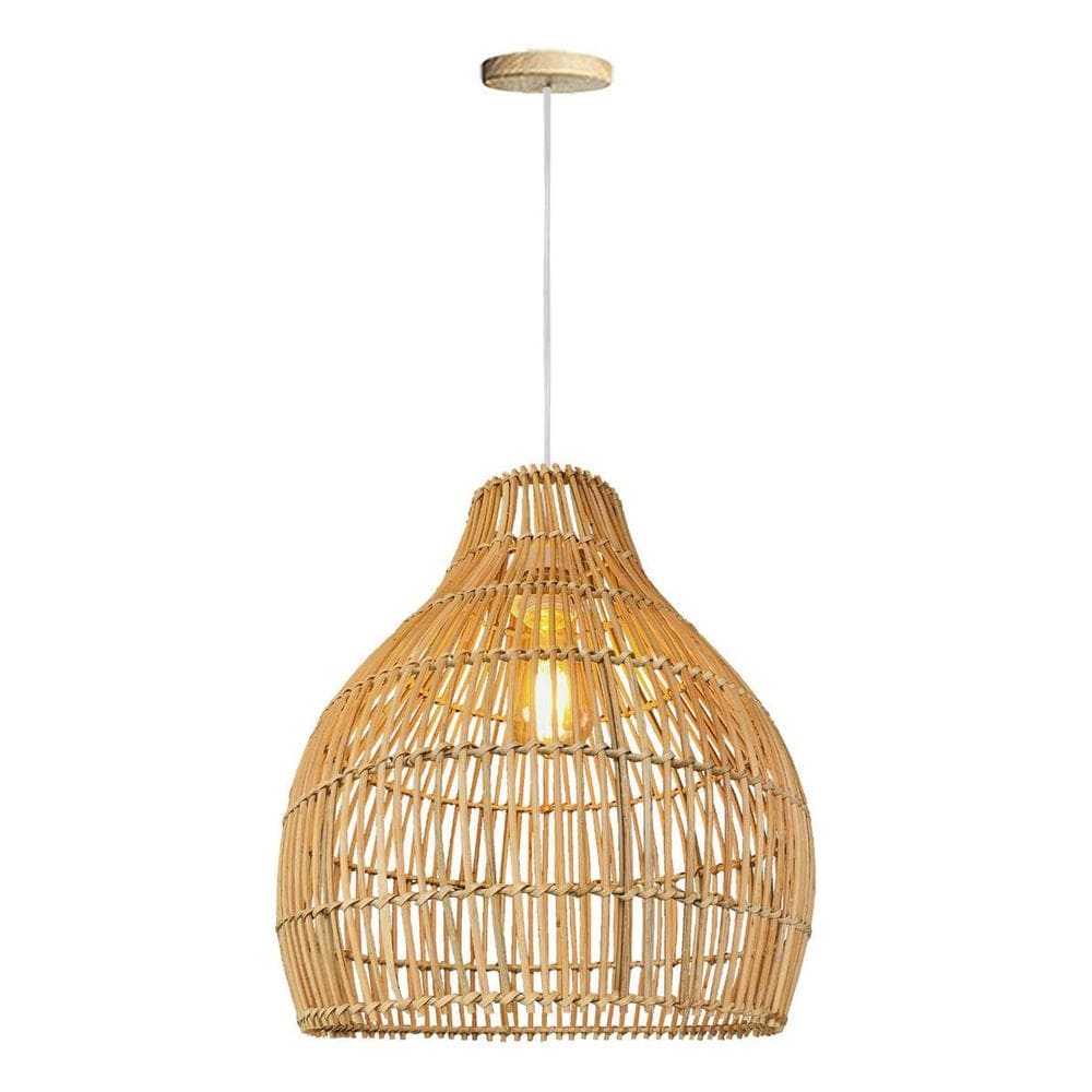 Pendente De Fibra Natural Rattan Artesanal Mesa Nat38