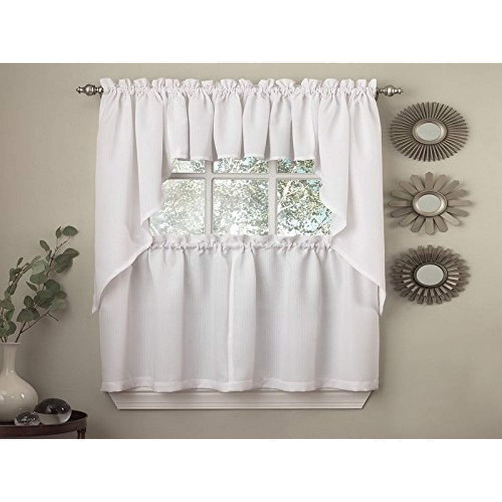 Cortinas de cozinha Sweet Home Collection Ribcord White