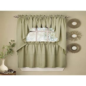 Cortinas de cozinha Sweet Home Collection Opaque Rib Cord Sage