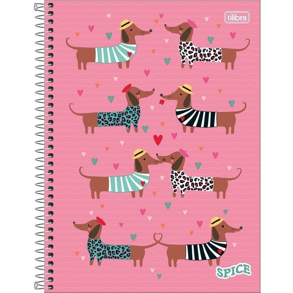 Caderno Universitário Spice Feminino Tilibra Capa Dura Espiral - 1 Matéria 80 Folhas Cachorro