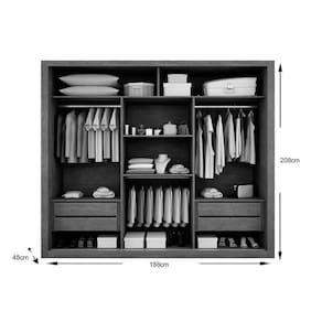 Guarda Roupa 3 Portas De Correr C- Espelho E 4 Gavetas Veneza Gold Naturale - Rufato