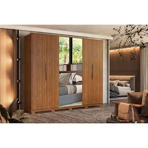 Guarda Roupa 6 Portas (2 C- Espelho) E 6 Gavetas C- Pés Atrice Amêndola Touch - Demóbile