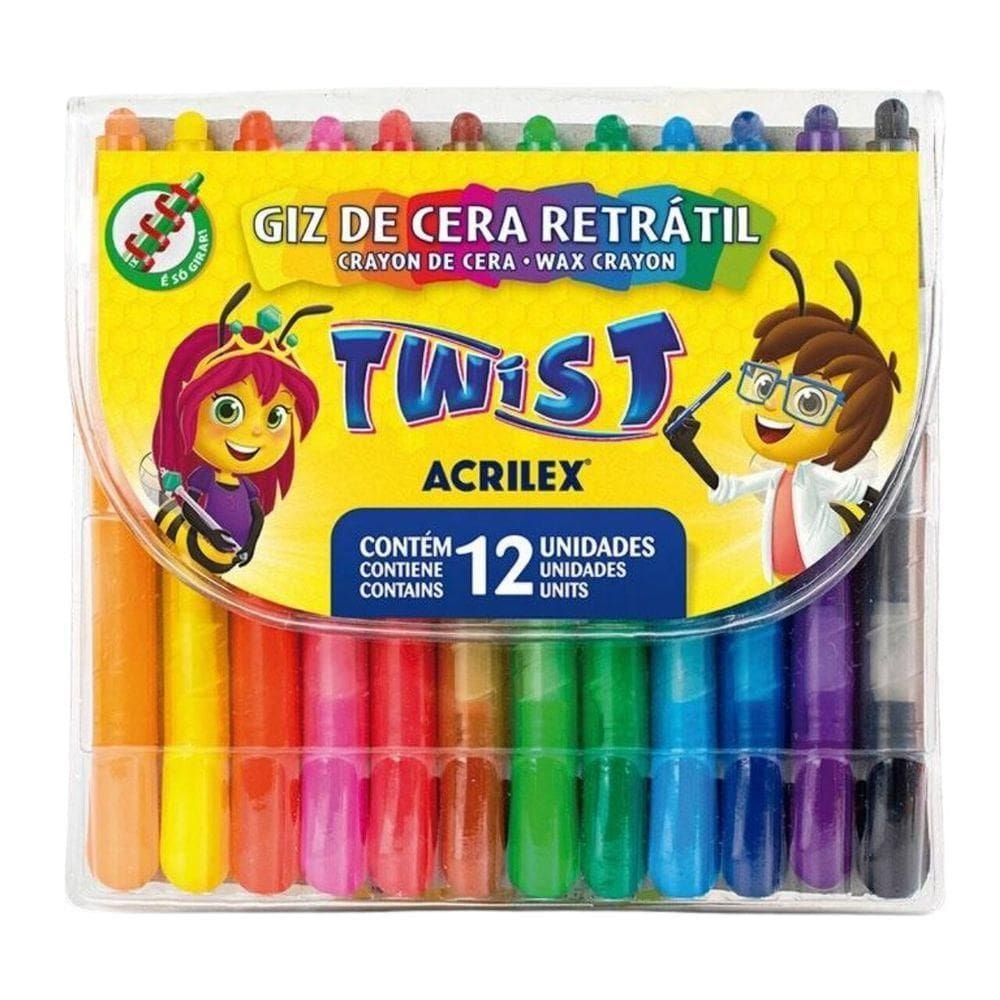 Giz De Cera Retrátil Twist Acrilex - 12 Cores