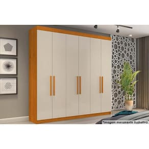 Guarda Roupa 6 Portas E 4 Gavetas França Cinamomo-off White - Conquista