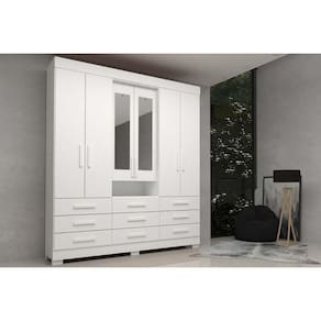 Guarda Roupa 6 Portas (2 C- Espelho) E 9 Gavetas Débora Branco - Acp