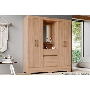 Guarda Roupa 4 Portas 6 Portas E 2 Gavetas C- Pés Briz Bs07 Jequitibá - Henn