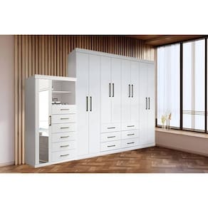 Guarda Roupa 2 Peças (1guardaroupa+1cômoda) Qc138 Branco - Santos Andirá