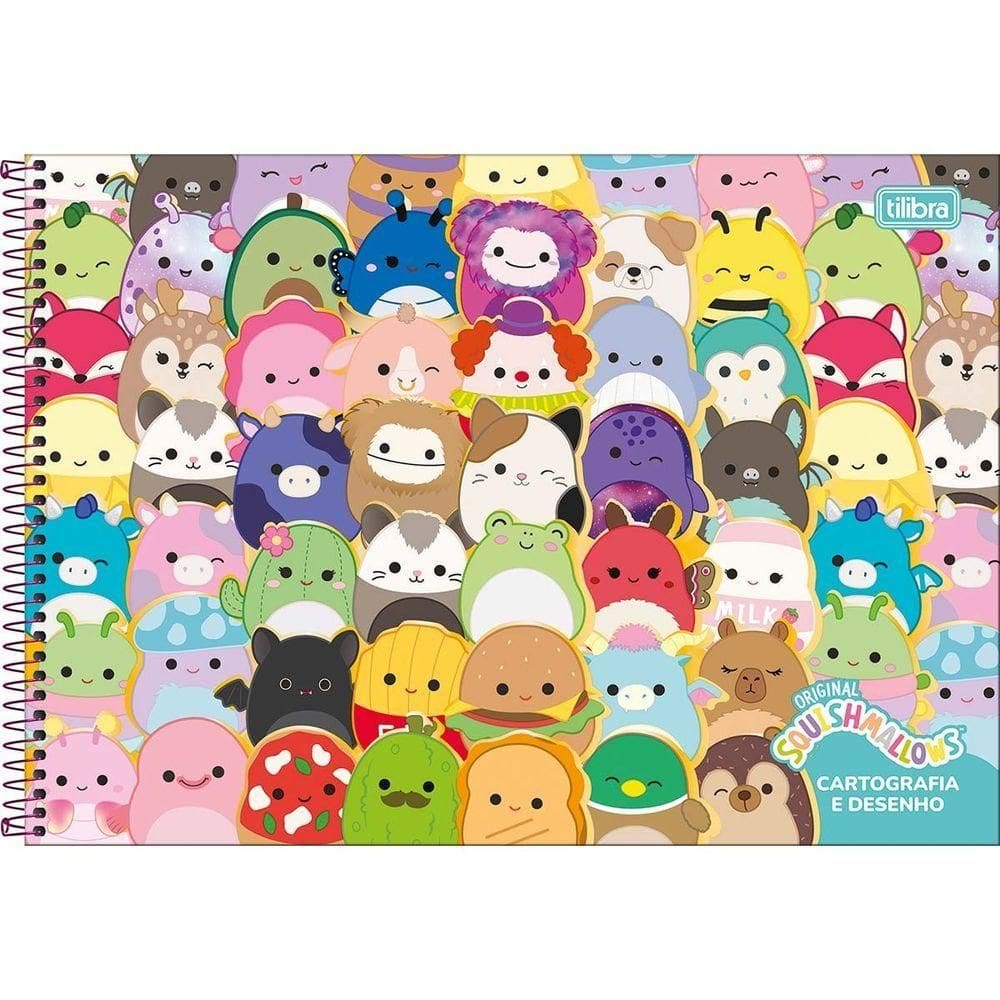 Caderno De Desenho Squishmallows Tilibra - 80 Folhas Vários Bichinhos