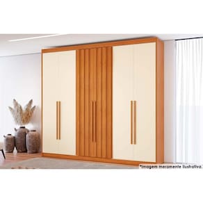 Guarda Roupa 6 Portas (2 Ripadas) E 8 Gavetas Grécia Cinamomo-off White - Conquista