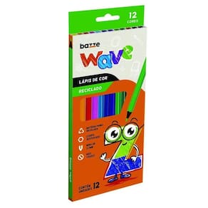 Lápis De Cor Wave Reciclado Bazze - 12 Cores